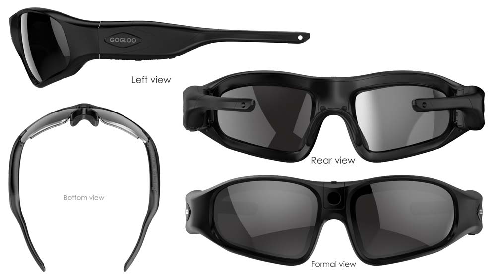 View angles on the GOGLOO E8 Full HD Video Camera Sunglasses